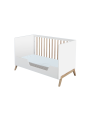 Marélie evolutionary cradle in white wood 60 x 120 convertible into a cot or sofa with optional changing table - Théo Bébé