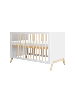 Marélie evolutionary cradle in white wood 60 x 120 convertible into a cot or sofa with optional changing table - Théo Bébé