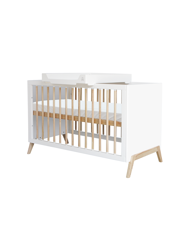 Culla evolutiva Marélie in legno bianco 60 x 120 trasformabile in lettino o divanetto con fasciatoio opzionale - Théo Bébé