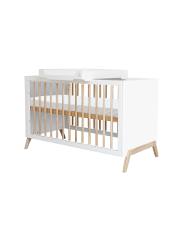 Culla evolutiva Marélie in legno bianco 60 x 120 trasformabile in lettino o divanetto con fasciatoio opzionale - Théo Bébé