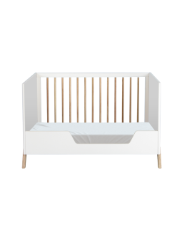 Marélie evolutionary cradle in white wood 60 x 120 convertible into a cot or sofa with optional changing table - Théo Bébé