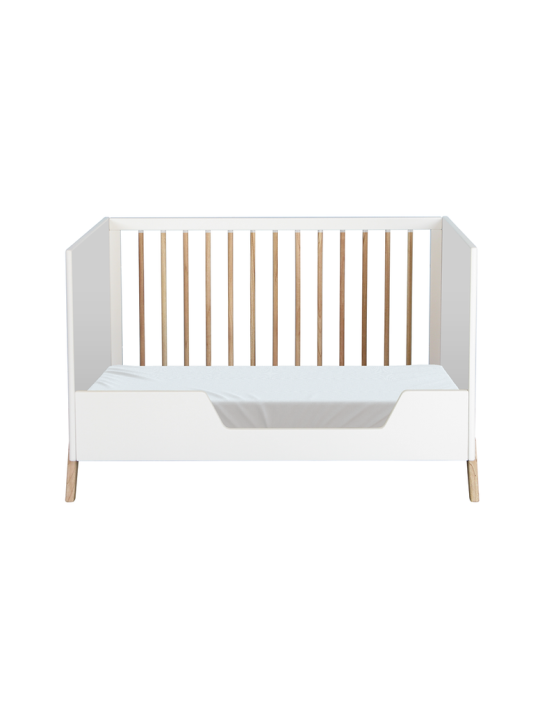 Marélie evolutionary cradle in white wood 60 x 120 convertible into a cot or sofa with optional changing table - Théo Bébé