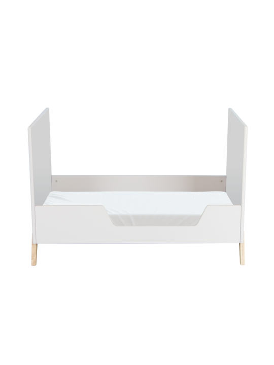 Marélie evolutionary cradle in white wood 60 x 120 convertible into a cot or sofa with optional changing table - Théo Bébé