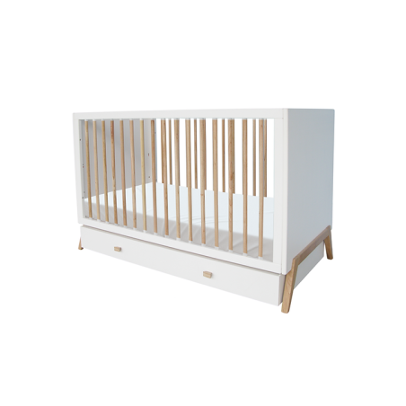 Marélie evolutionary cradle bed in white wood 70x140 convertible into a cot or sofa or a desk with optional changing table