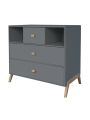 Cassettiera per camerette bambini Marélie in legno grigio con fasciatoio opzionale e gambe in legno di cedro - Théo Bébé