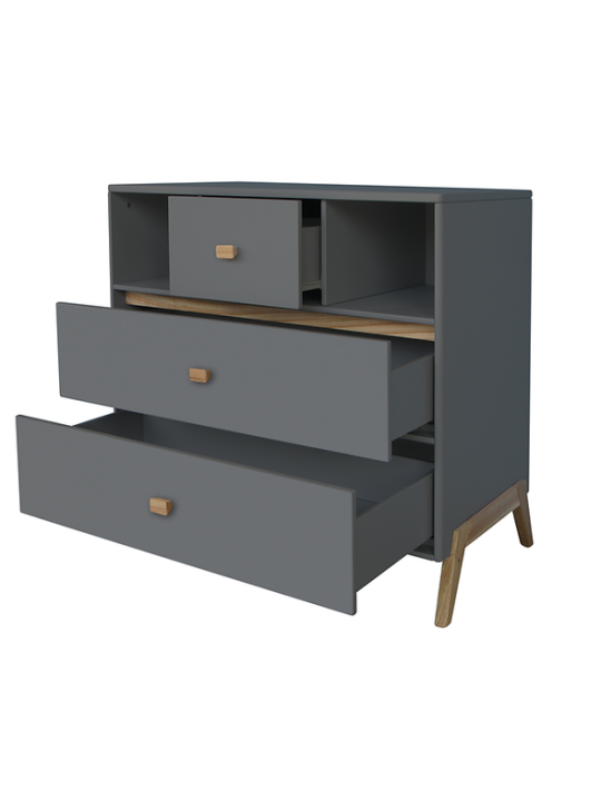 Marélie chest of drawers for children's bedrooms in silex wood with optional changing table and cedar wood legs - Théo Bébé