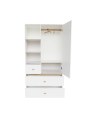 White wooden wardrobe for children and bedrooms with legs in solid white cedar - Théo Bébé