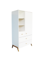 White wooden wardrobe for children and bedrooms with legs in solid white cedar - Théo Bébé