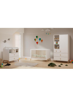 White wooden wardrobe for children and bedrooms with legs in solid white cedar - Théo Bébé