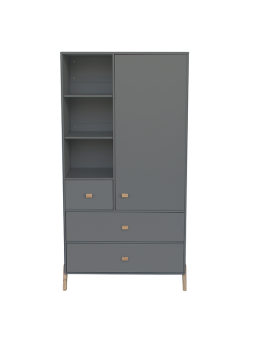 Armadio per bambini e camerette n legno grigio con gambe in legno di cedro bianco massello - Théo Bébé
