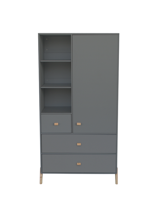 Armadio per bambini e camerette n legno grigio con gambe in legno di cedro bianco massello - Théo Bébé