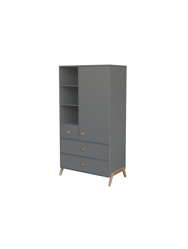 Armadio per bambini e camerette n legno grigio con gambe in legno di cedro bianco massello - Théo Bébé