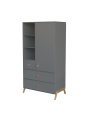 Grey silex wooden wardrobe for children bedrooms with legs in solid white cedar - Théo Bébé