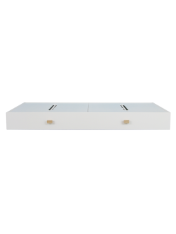 White wooden bed drawer trundle 70x140 for children bedrooms - Théo Bébé
