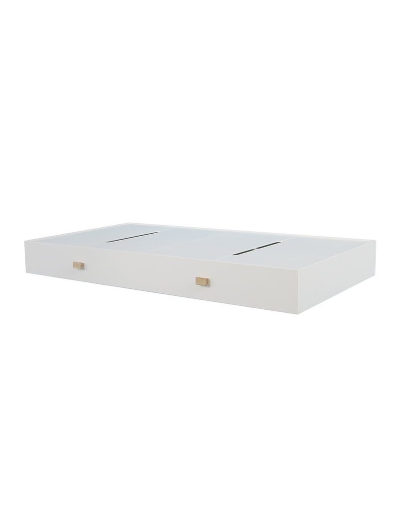 White wooden bed drawer trundle 70x140 for children bedrooms - Théo Bébé
