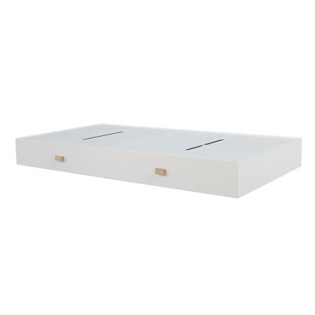 White wooden bed drawer trundle 70x140 for children bedrooms - Théo Bébé