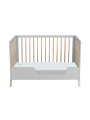 Evolutive Cot Bed in rattan 60x120 cm with solid wood light grey model Marélia by Théo Bébé