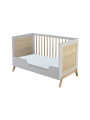 Evolutive Cot Bed in rattan 60x120 cm with solid wood light grey model Marélia by Théo Bébé