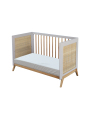 Evolutive Cot Bed in rattan 60x120 cm with solid wood light grey model Marélia by Théo Bébé