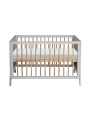 Evolutive Cot Bed in rattan 60x120 cm with solid wood light grey model Marélia by Théo Bébé