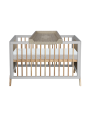 Evolutive Cot Bed in rattan 60x120 cm with solid wood light grey model Marélia by Théo Bébé