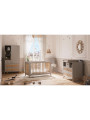 Evolutive Cot Bed in rattan 60x120 cm with solid wood light grey model Marélia by Théo Bébé