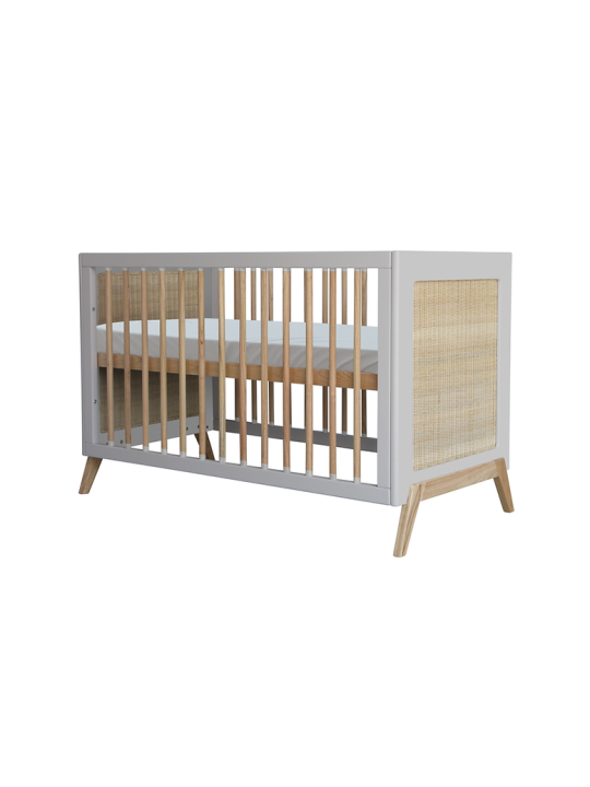 Culla evolutiva Marélia in rattan 60x120 grigia - Théo Bébé