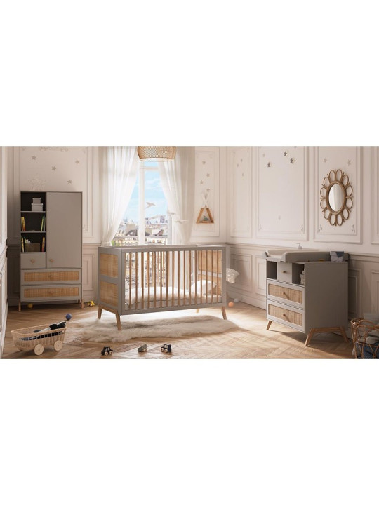 Evolutive Bed / Desk 60x120 Marélia light grey - Théo Bébé