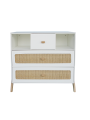 Children's chest of drawers with changing table in rattan with solid wood details model Marélia by Théo Bébé
