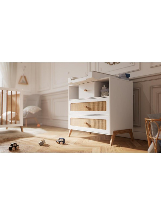Cassetteria Marélia in rattan bianca - Théo Bébé