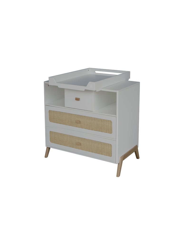 Children's Chest of Drawers Marélia in rattan light grey - Théo Bébé