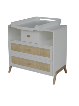 Children's Chest of Drawers Marélia in rattan light grey - Théo Bébé