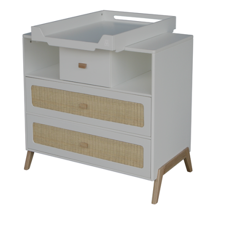 Children's Chest of Drawers Marélia in rattan light grey - Théo Bébé