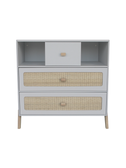 Children's Chest of Drawers Marélia in rattan light grey - Théo Bébé