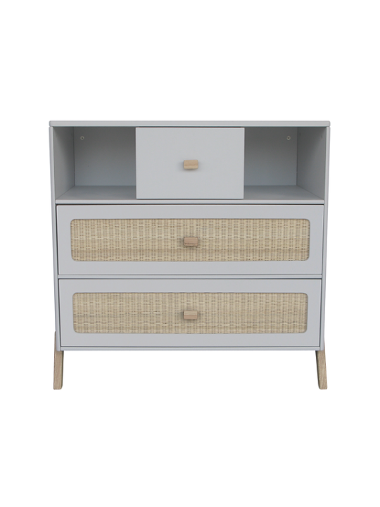 Children's Chest of Drawers Marélia in rattan light grey - Théo Bébé