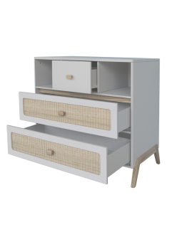 Children's Chest of Drawers Marélia in rattan light grey - Théo Bébé