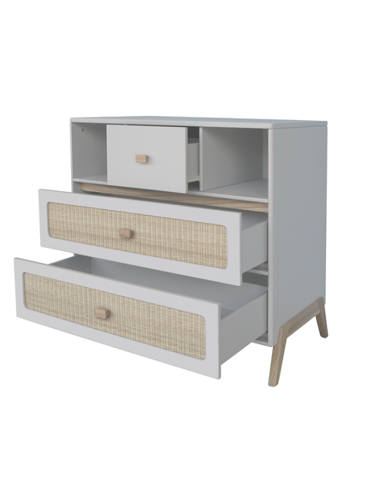 Cassetteria Marélia in rattan grigia - Théo Bébé