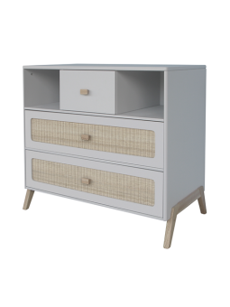 Children's Chest of Drawers Marélia in rattan light grey - Théo Bébé