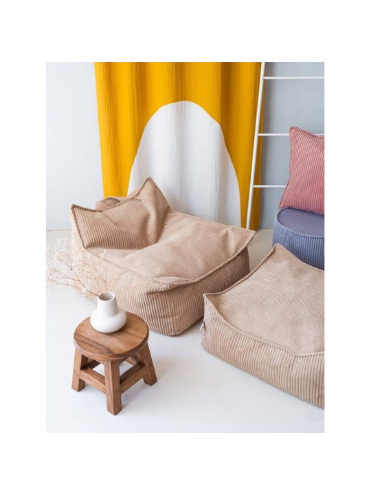 Pouf a sacco in velluto a coste beige per bambini - Wigiwama