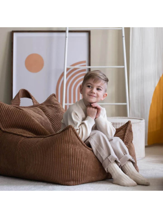 Pouf a sacco in velluto a coste marrone per cameretta bambini - Wigiwama
