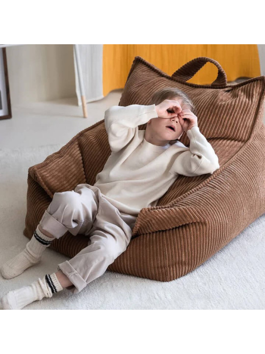 Pouf a sacco in velluto a coste marrone per cameretta bambini - Wigiwama