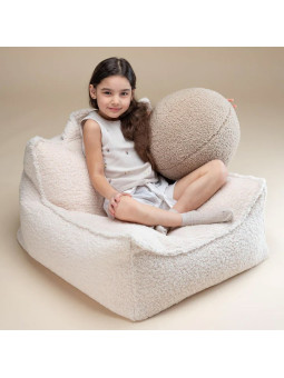 Pouf a sacco in tessuto teddy bianco per bambini - Wigiwama