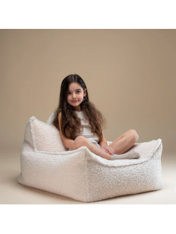 Children Kids Cream White Beanbag Chair Teddy Fabric - Wigiwama