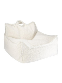 Children Kids Cream White Beanbag Chair Teddy Fabric - Wigiwama