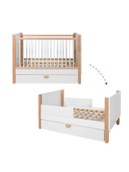 Cradle Cot Bed for children's bedroom in White MDF and Rattan exotic colonial style - Ratata by BellAmy