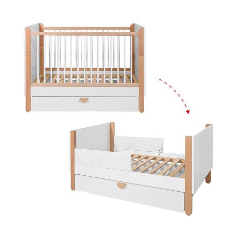 Culla Lettino per la cameretta dei Bambini in MDF Bianco e Rattan stile coloniale esotico - Ratata by BellAmy
