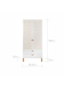 2-Door Wardrobe for children's bedroom in White MDF and Rattan exotic colonial style - Ratata by BellAmy
