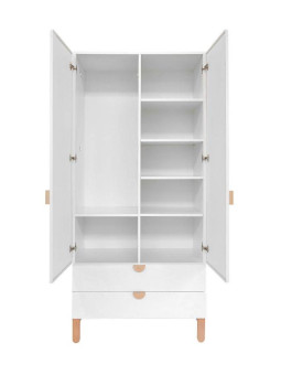 Armadio Guardaroba a 2 ante o per la cameretta dei Bambini in MDF Bianco e Rattan stile coloniale esotico - Ratata by BellAmy