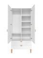 2-Door Wardrobe for children's bedroom in White MDF and Rattan exotic colonial style - Ratata by BellAmy