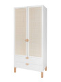 Armadio Guardaroba a 2 ante o per la cameretta dei Bambini in MDF Bianco e Rattan stile coloniale esotico - Ratata by BellAmy